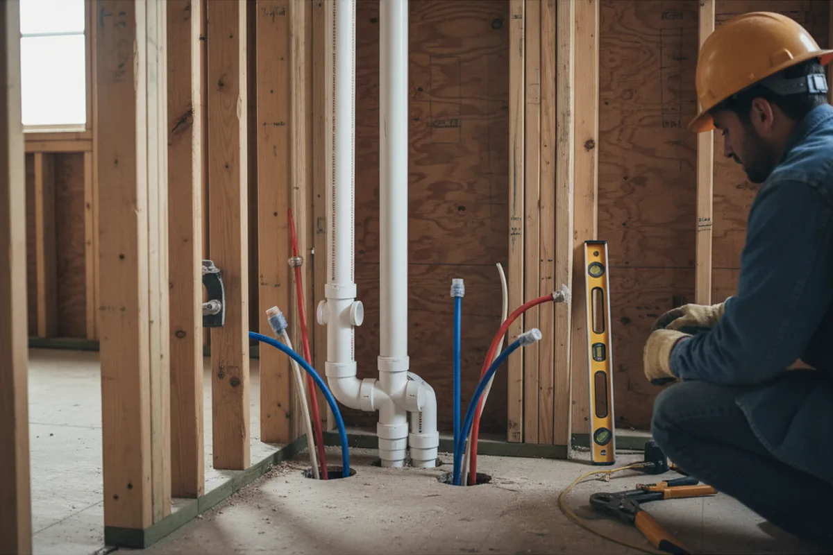 Drain and supply rough-in during Drain Cleaning in Elkhorn